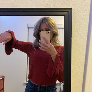 Maroon Bell bottom long sleeve shirt